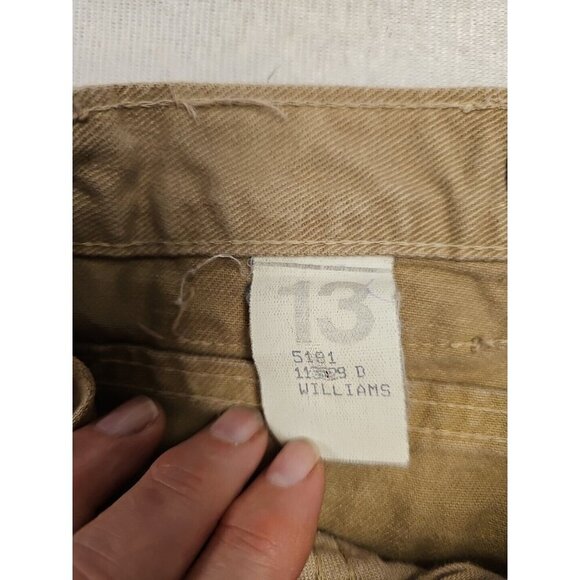 VTG Zena Wmn's Button Fly Straight Long Hi Rise  Brown Jeans Sz 13 Shorts Y2K - Picture 5 of 6